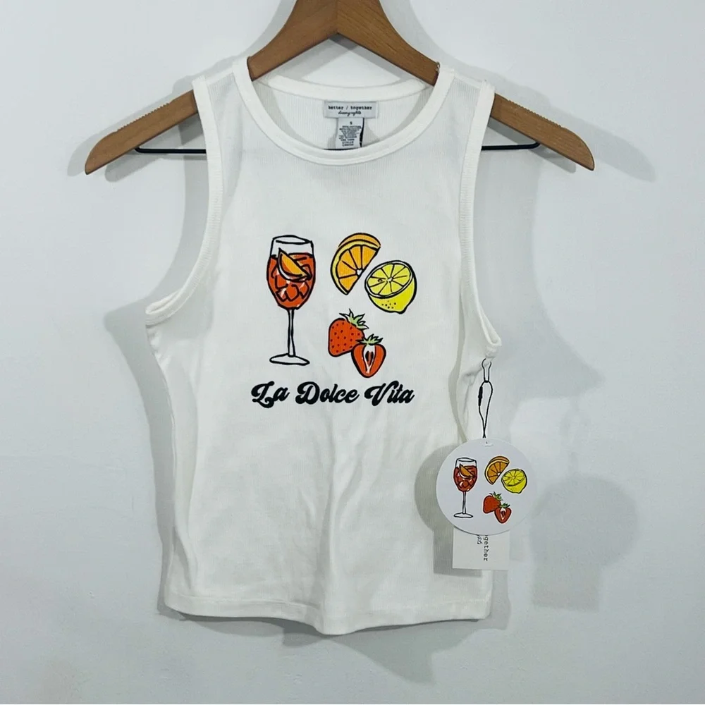 Better / Together White Ribbed Graphic Tank La Dolce Vita Graphic Aperol Spritz - Picture 2 of 7